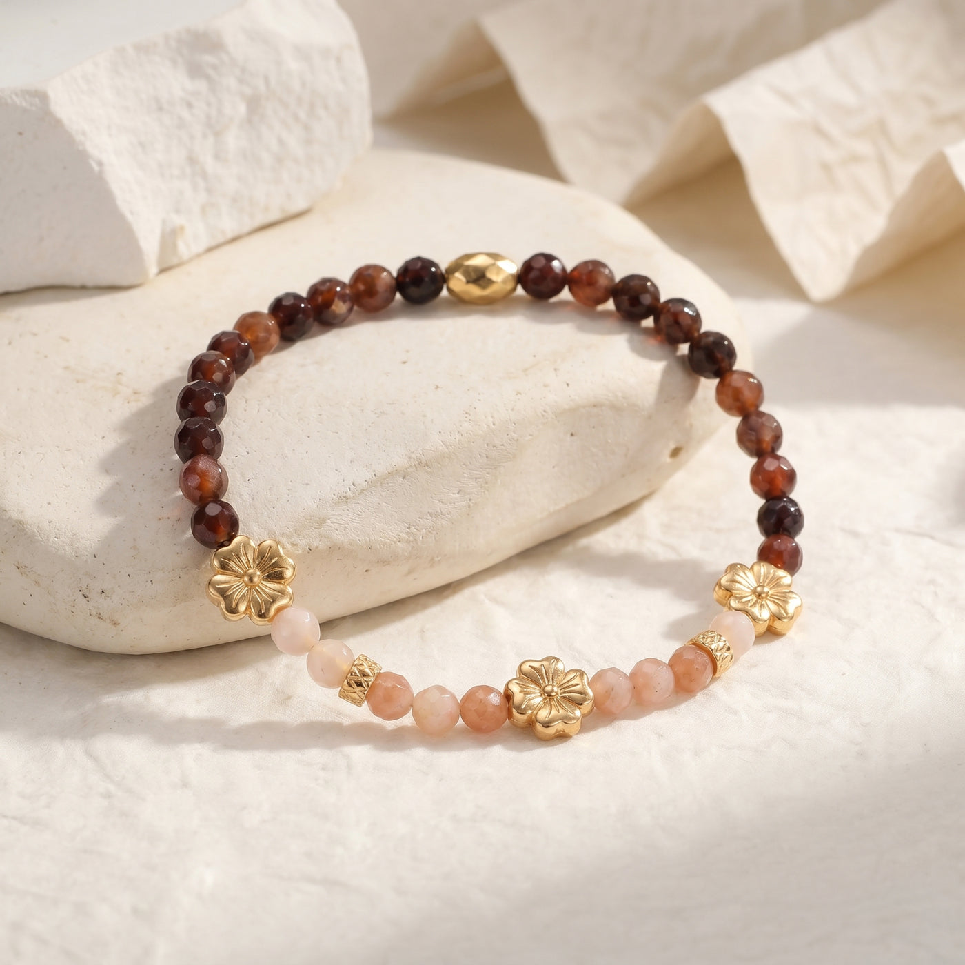 Customized for Lucas P. from Denver, CO - Orange Garnet & Sunstone Confidence Bracelet 4mm