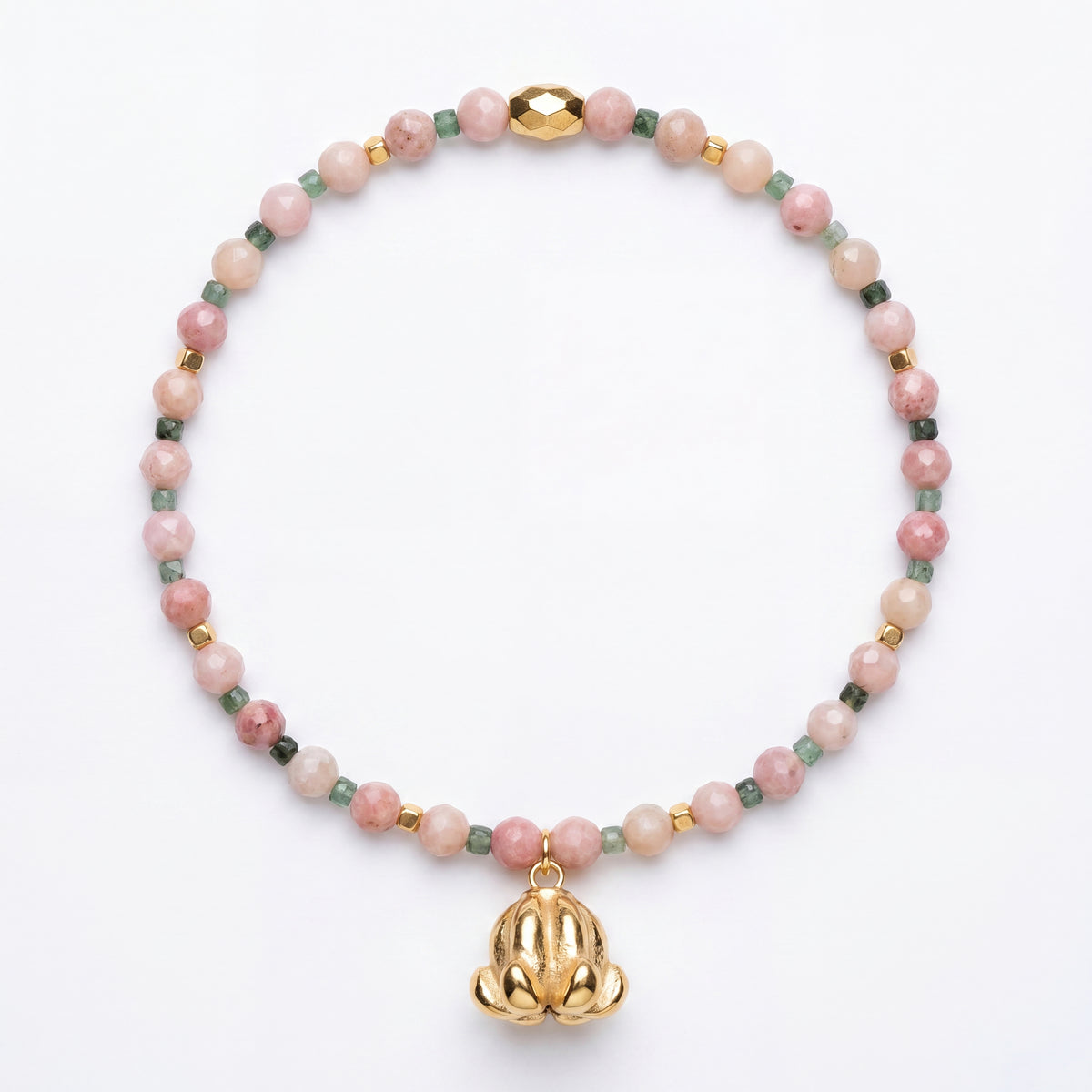 Customized for Amelia B. from Portland, OR - Emerald & Rhodonite Love Bracelet 4mm + 2-2.5mm