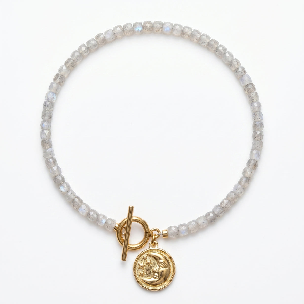 Customized for Nathan R. from Omaha, NE - Gray Moonstone Calm Bracelet 4-5mm