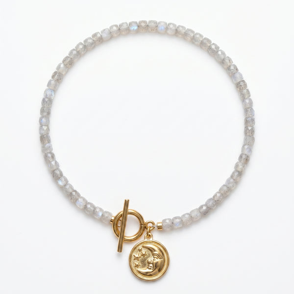 Gray Moonstone Crystal Bracelet – 4–5mm Beads for Calm & Intuition