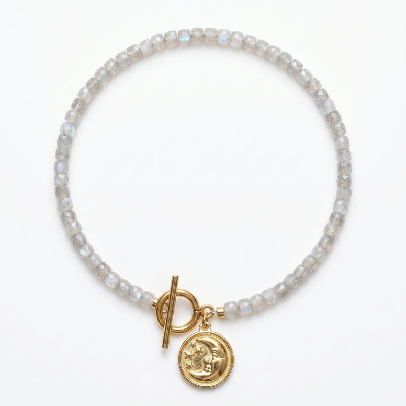 Customized for Nathan R. from Omaha, NE - Gray Moonstone Calm Bracelet 4-5mm