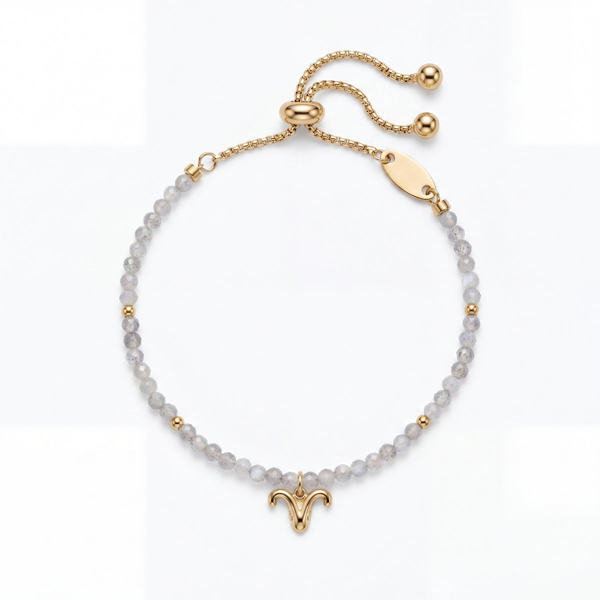 Customized for Violet C. from San Antonio, TX - Gray Moonstone Love Bracelet 2mm
