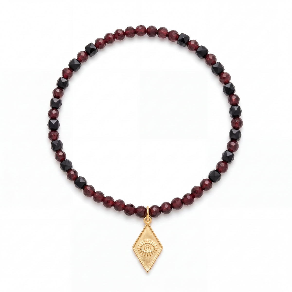 Customized for Benjamin F. from San Diego, CA - Black Spinel & Garnet Love Bracelet 4-5mm + 4mm