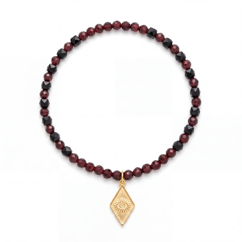 Customized for Benjamin F. from San Diego, CA - Black Spinel & Garnet Love Bracelet 4-5mm + 4mm