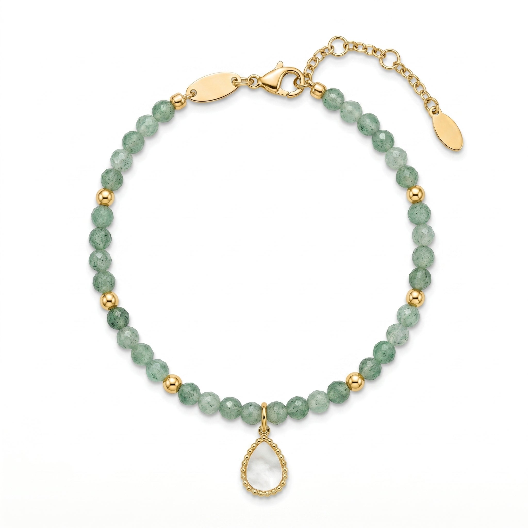 Customized for Nina H. from Berlin, Germany - Green Strawberry Quartz Abundance Bracelet 4mm