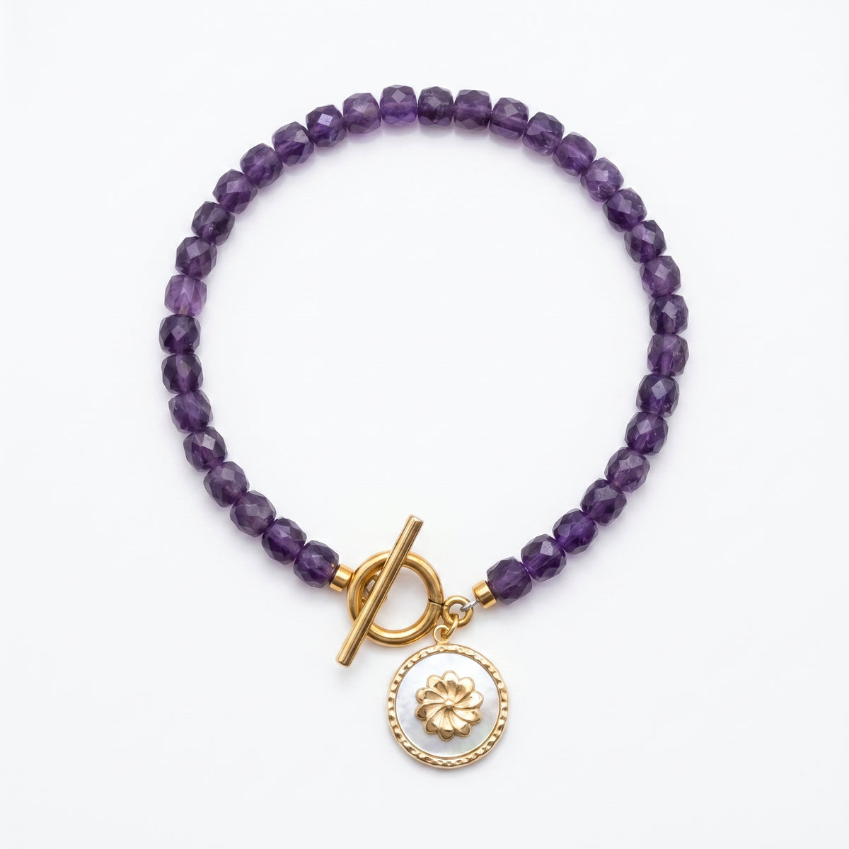 Customized for Aaron E. from Cincinnati, OH - Amethyst Calm Bracelet 4-5mm
