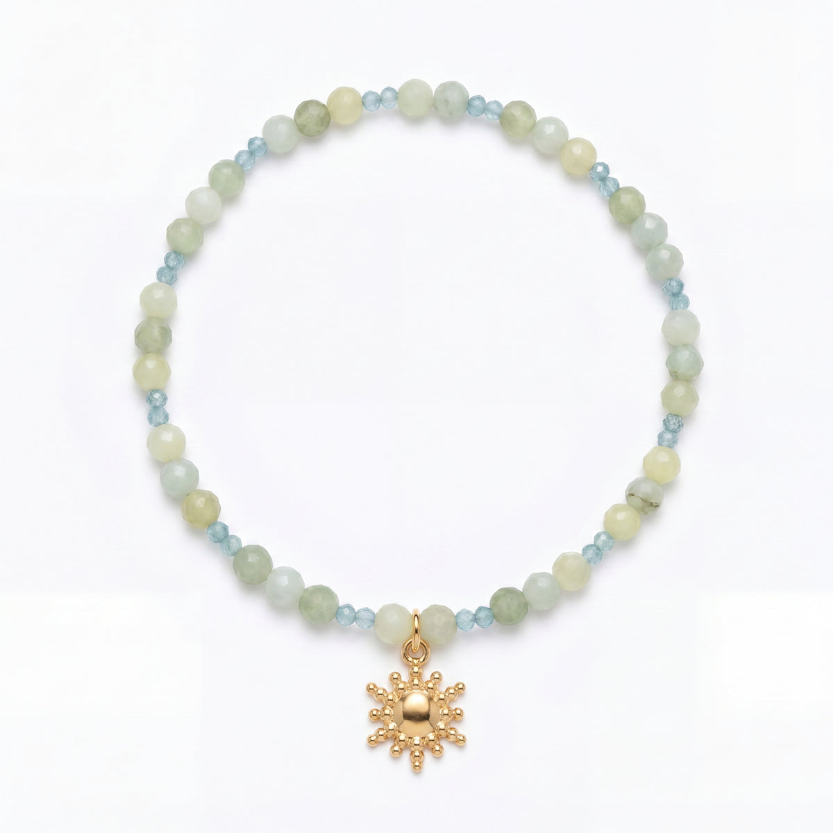 Customized for Isabella C. from San Francisco, CA - Apatite & New Mountain Jade Calm Bracelet 2mm + 4mm