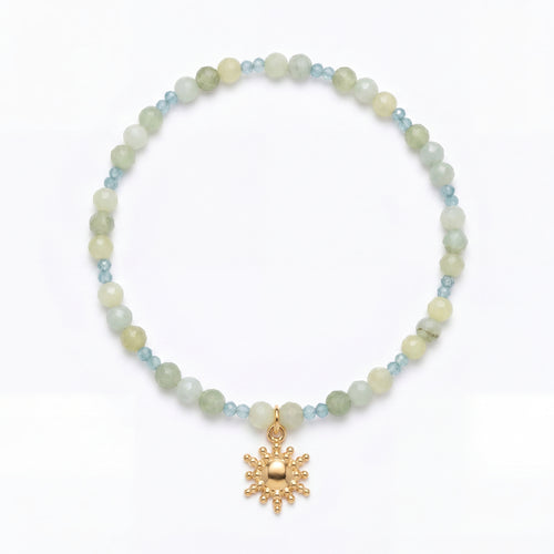Apatite & New Mountain Jade Crystal Bracelet – 2mm & 4mm Beads for Clarity & Focus