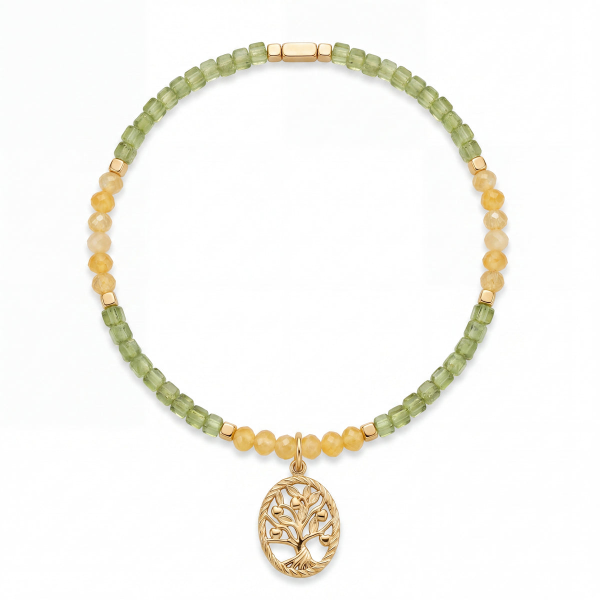 Customized for Mason T. from Nashville, TN - Peridot & Topaz Calm Bracelet 2-2.5mm + 2mm