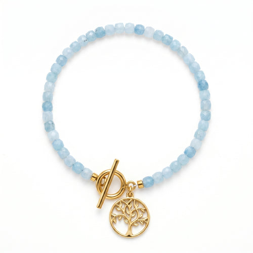 Aquamarine Crystal Bracelet – 4–5mm Beads for Calm & Clarity
