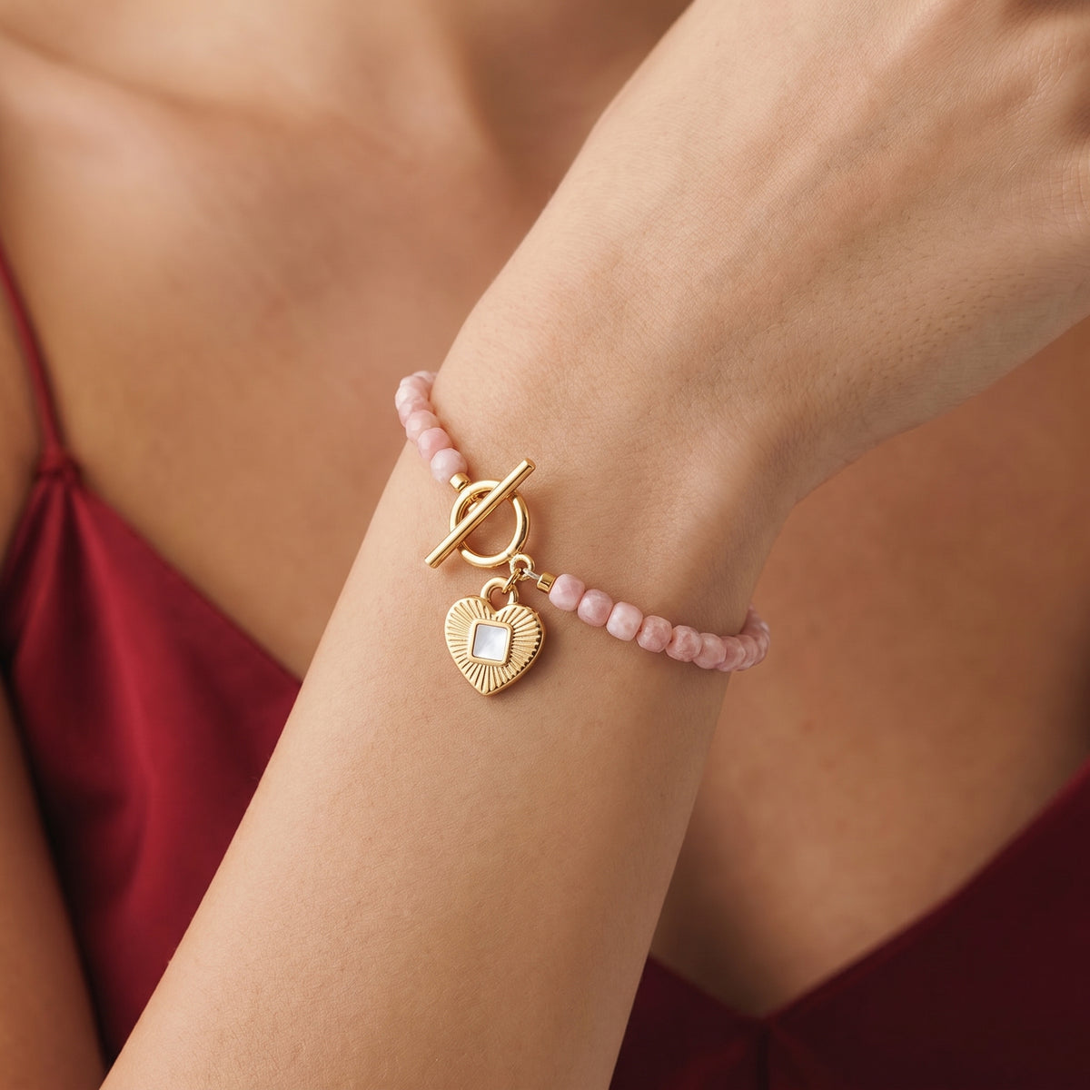 Customized for Isaac M. from Burlington, VT - Pink Opal Love Bracelet 4-5mm