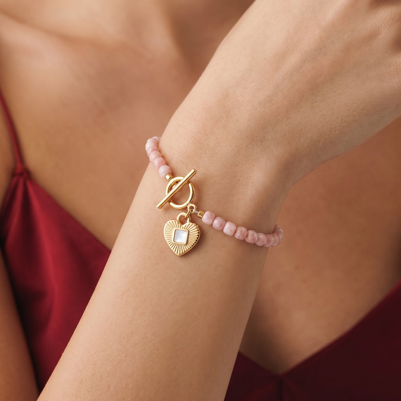 Customized for Isaac M. from Burlington, VT - Pink Opal Love Bracelet 4-5mm