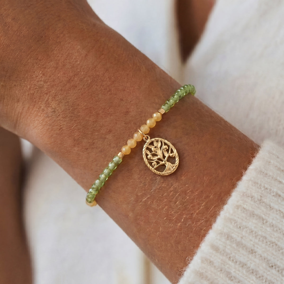 Customized for Mason T. from Nashville, TN - Peridot & Topaz Calm Bracelet 2-2.5mm + 2mm