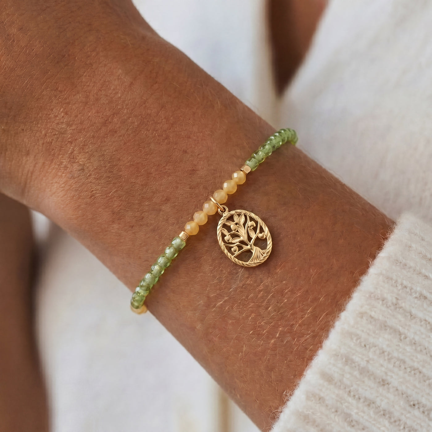 Customized for Mason T. from Nashville, TN - Peridot & Topaz Calm Bracelet 2-2.5mm + 2mm