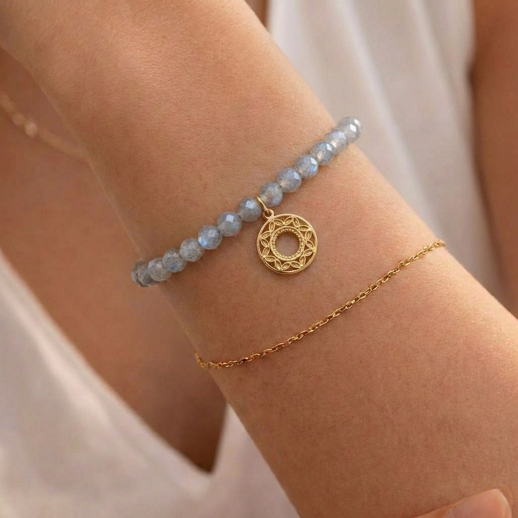 Customized for Ethan L. from Boston, MA - Gray Moonstone Calm Bracelet 6mm
