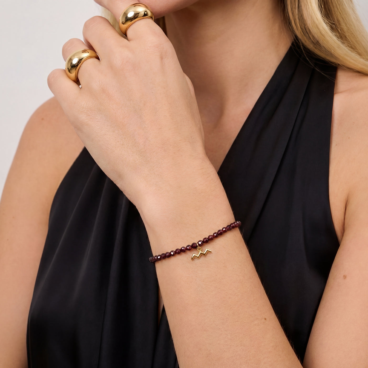 Customized for Aria F. from Honolulu, HI - Garnet Love Bracelet 4mm