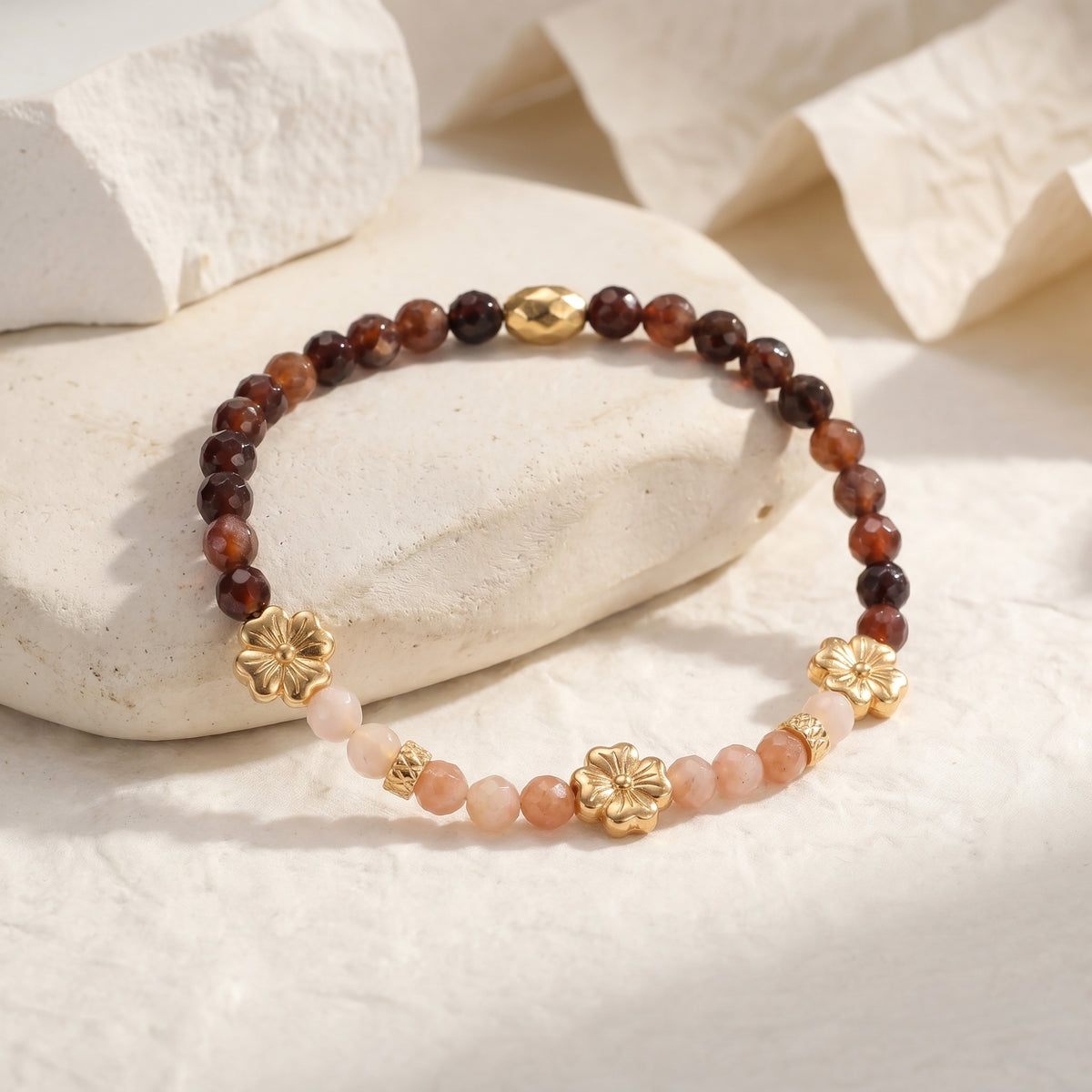 Customized for Lucas P. from Denver, CO - Orange Garnet & Sunstone Confidence Bracelet 4mm