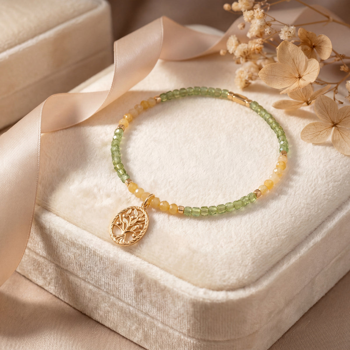 Customized for Mason T. from Nashville, TN - Peridot & Topaz Calm Bracelet 2-2.5mm + 2mm