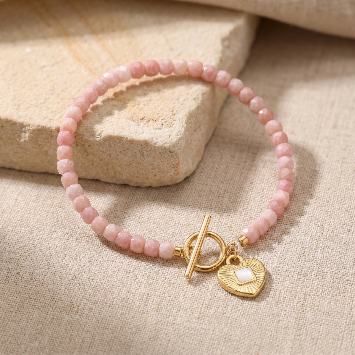 Customized for Isaac M. from Burlington, VT - Pink Opal Love Bracelet 4-5mm