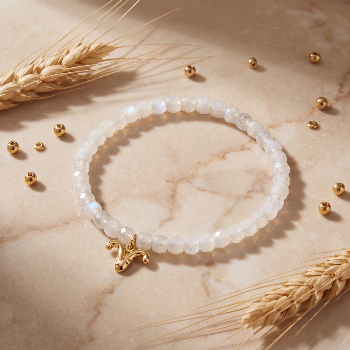 Customized for Wyatt D. from Boise, ID - White Moonstone Love Bracelet 4-5mm