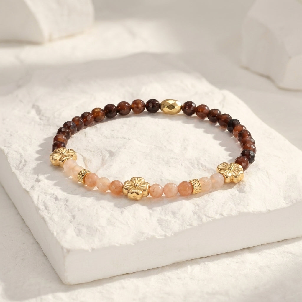 Customized for Lucas P. from Denver, CO - Orange Garnet & Sunstone Confidence Bracelet 4mm