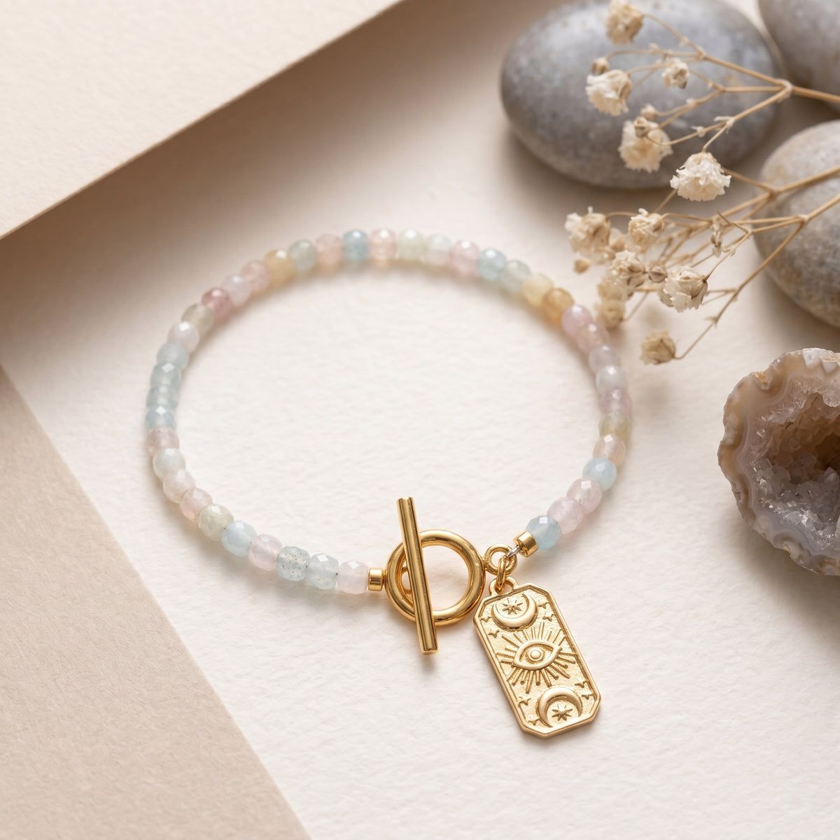 Customized for Liam C. from Vancouver, Canada - Morganite Love Bracelet 4-5mm