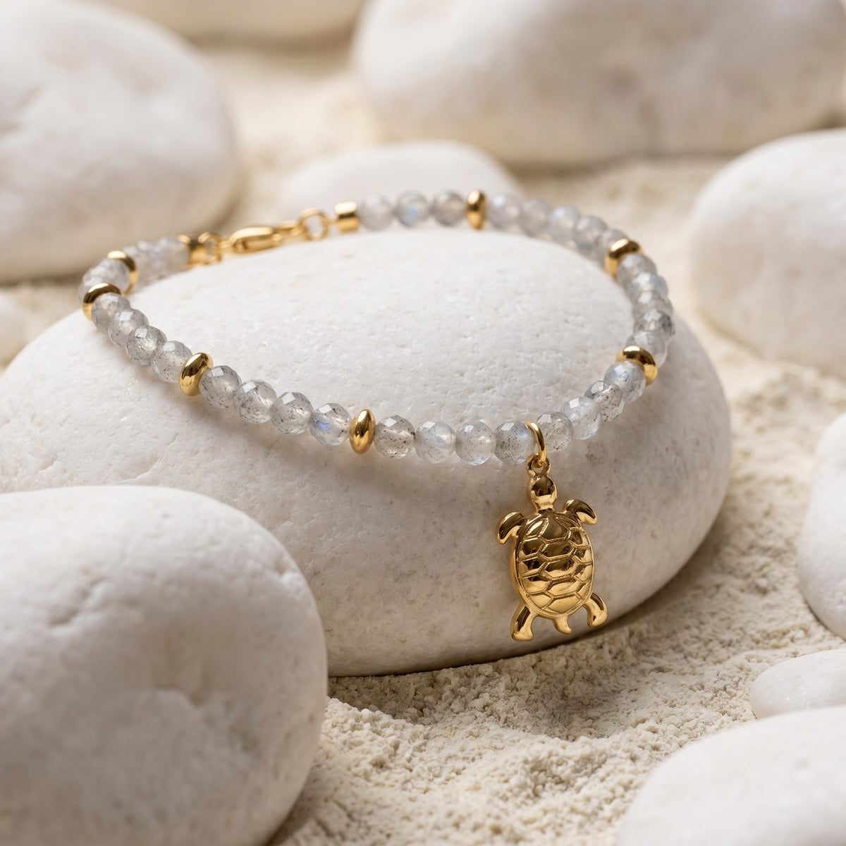 Customized for Mila N. from Dublin, Ireland - Gray Moonstone Calm Bracelet 4mm