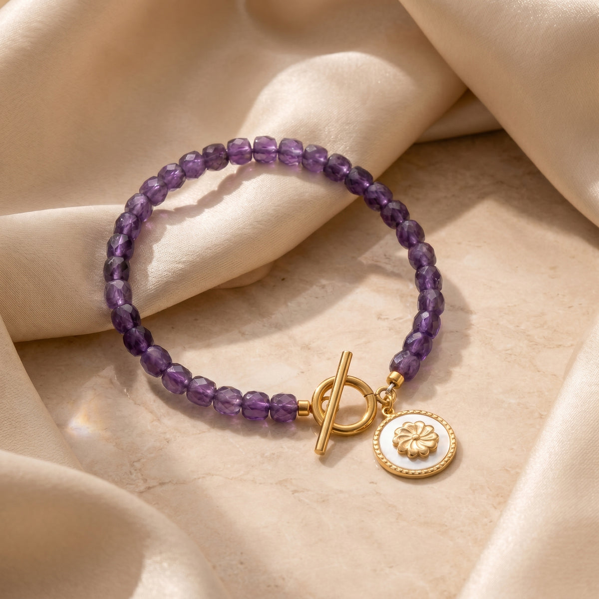 Customized for Aaron E. from Cincinnati, OH - Amethyst Calm Bracelet 4-5mm