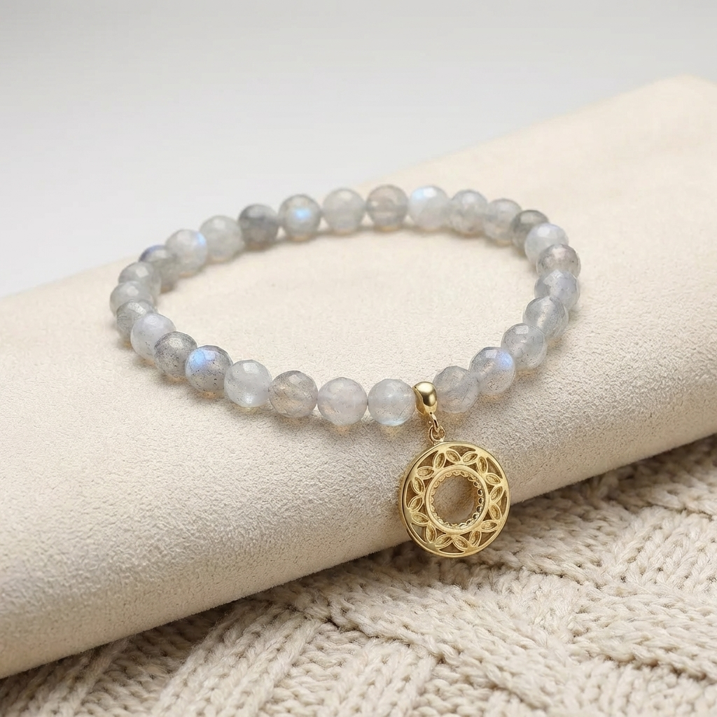 Customized for Ethan L. from Boston, MA - Gray Moonstone Calm Bracelet 6mm