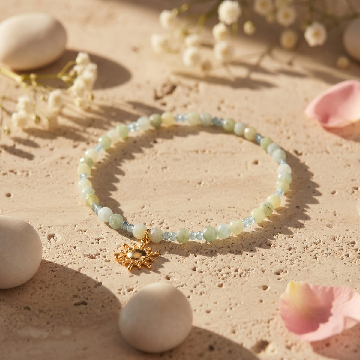 Customized for Isabella C. from San Francisco, CA - Apatite & New Mountain Jade Calm Bracelet 2mm + 4mm