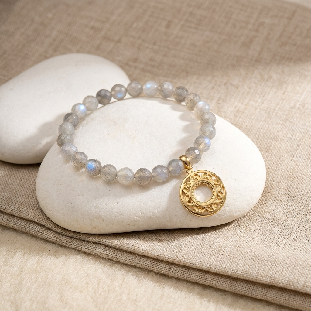 Customized for Ethan L. from Boston, MA - Gray Moonstone Calm Bracelet 6mm
