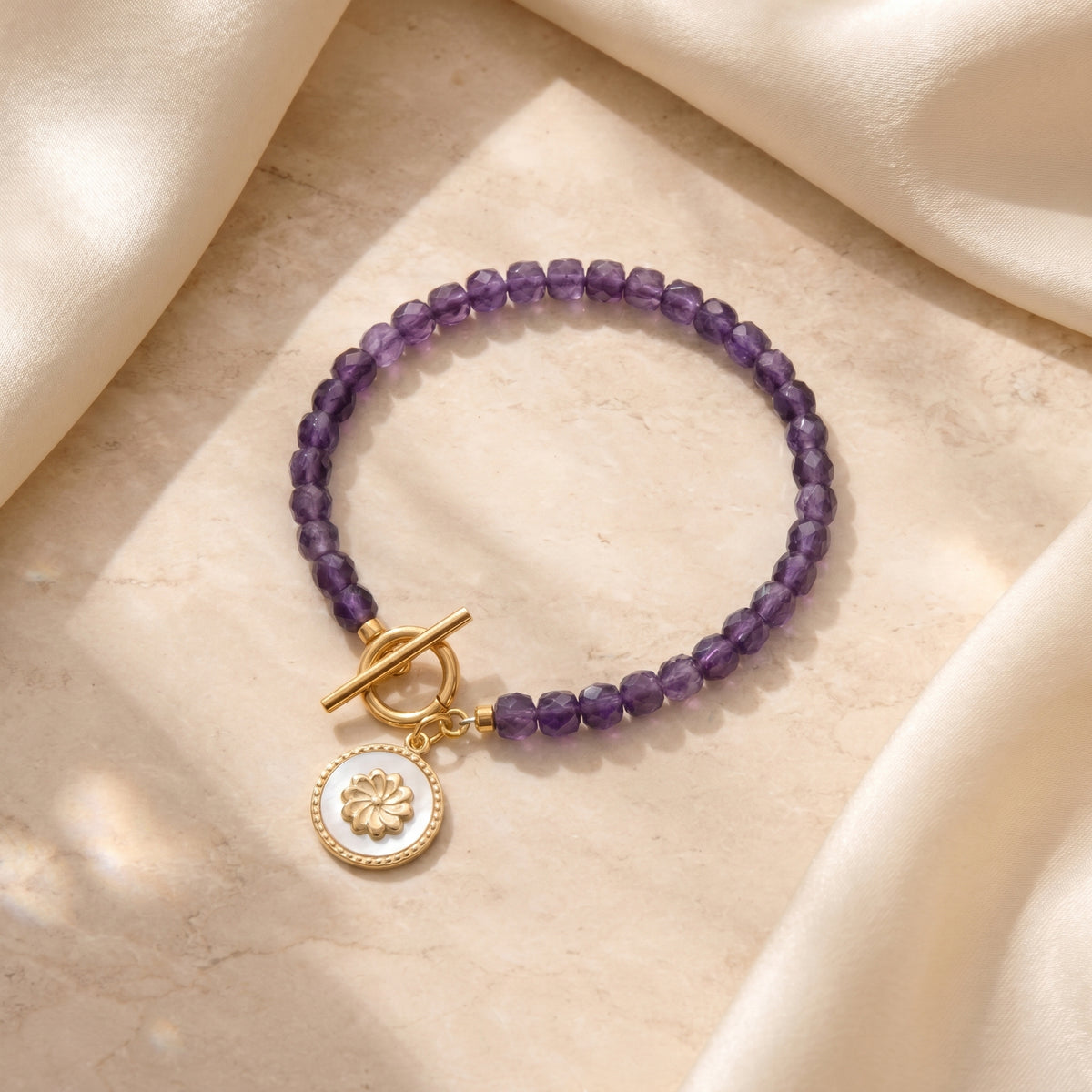 Customized for Aaron E. from Cincinnati, OH - Amethyst Calm Bracelet 4-5mm