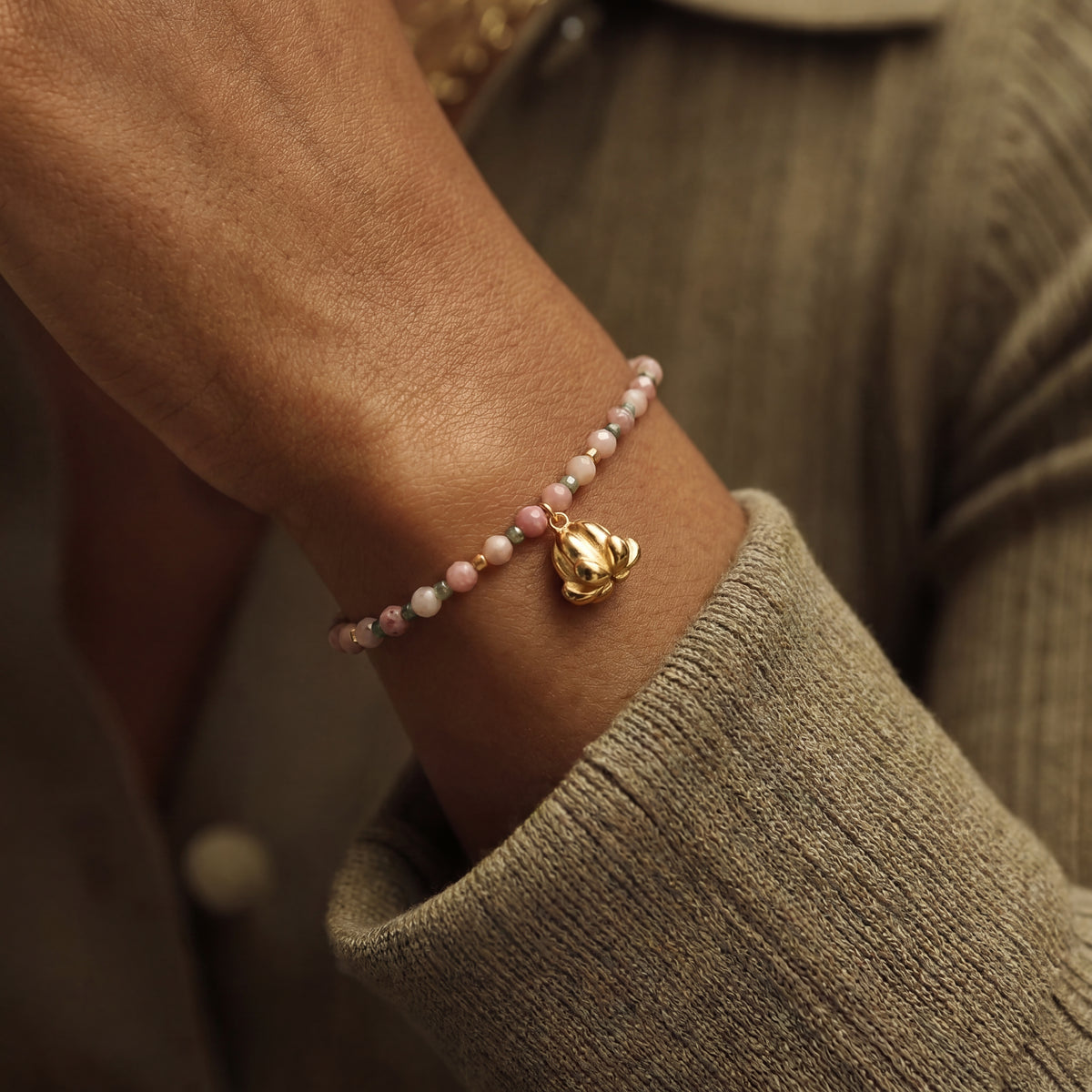 Customized for Amelia B. from Portland, OR - Emerald & Rhodonite Love Bracelet 4mm + 2-2.5mm