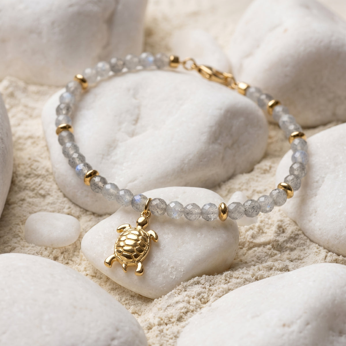 Customized for Mila N. from Dublin, Ireland - Gray Moonstone Calm Bracelet 4mm