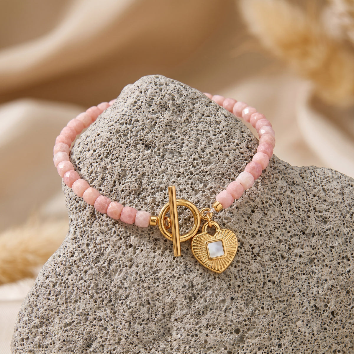 Customized for Isaac M. from Burlington, VT - Pink Opal Love Bracelet 4-5mm