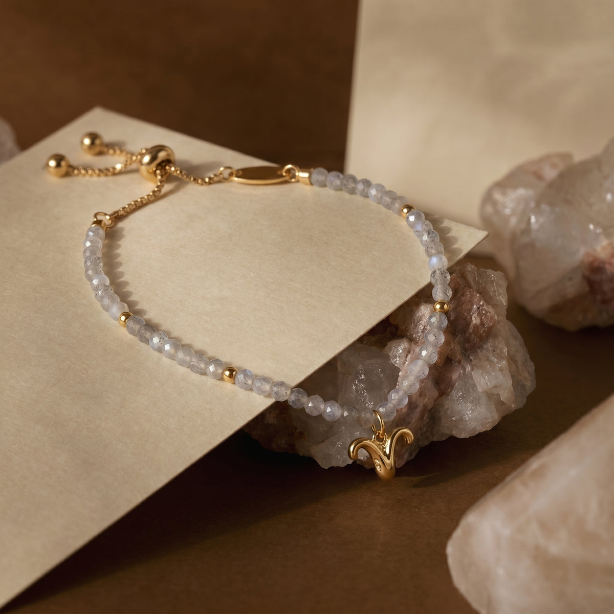 Customized for Violet C. from San Antonio, TX - Gray Moonstone Love Bracelet 2mm