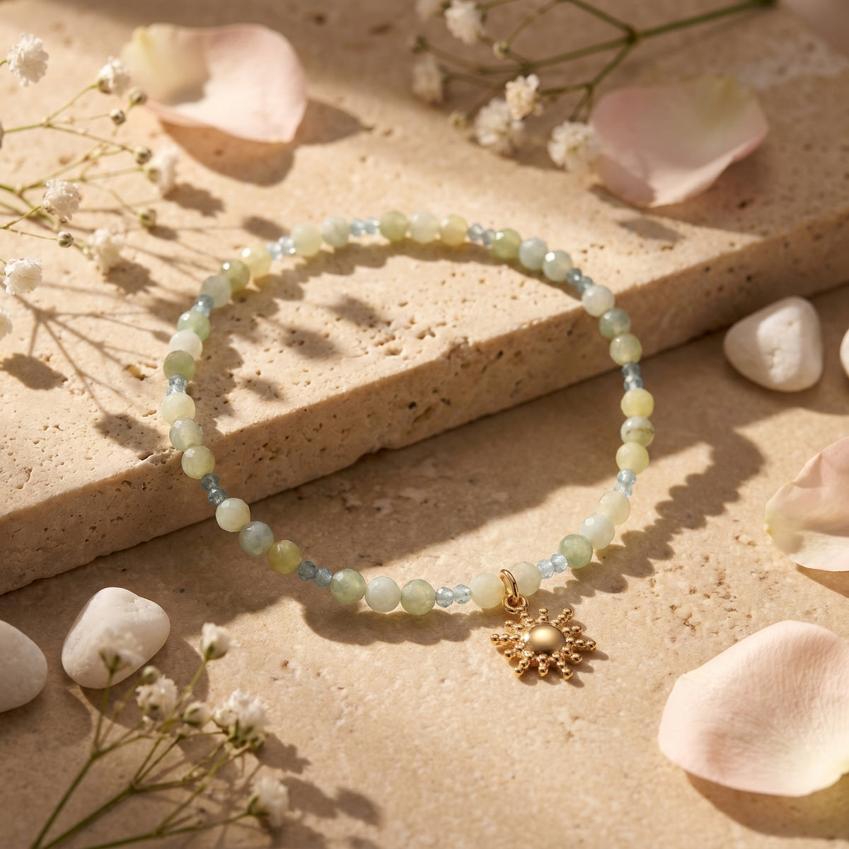 Customized for Isabella C. from San Francisco, CA - Apatite & New Mountain Jade Calm Bracelet 2mm + 4mm