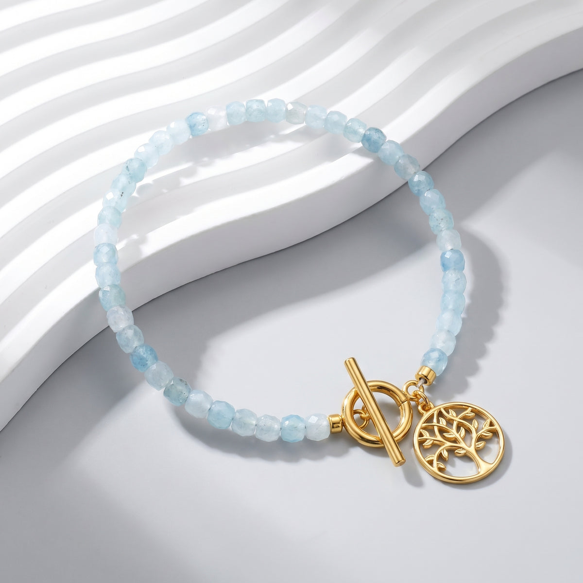 Customized for Camille R. from Paris, France - Aquamarine Calm Bracelet 4-5mm