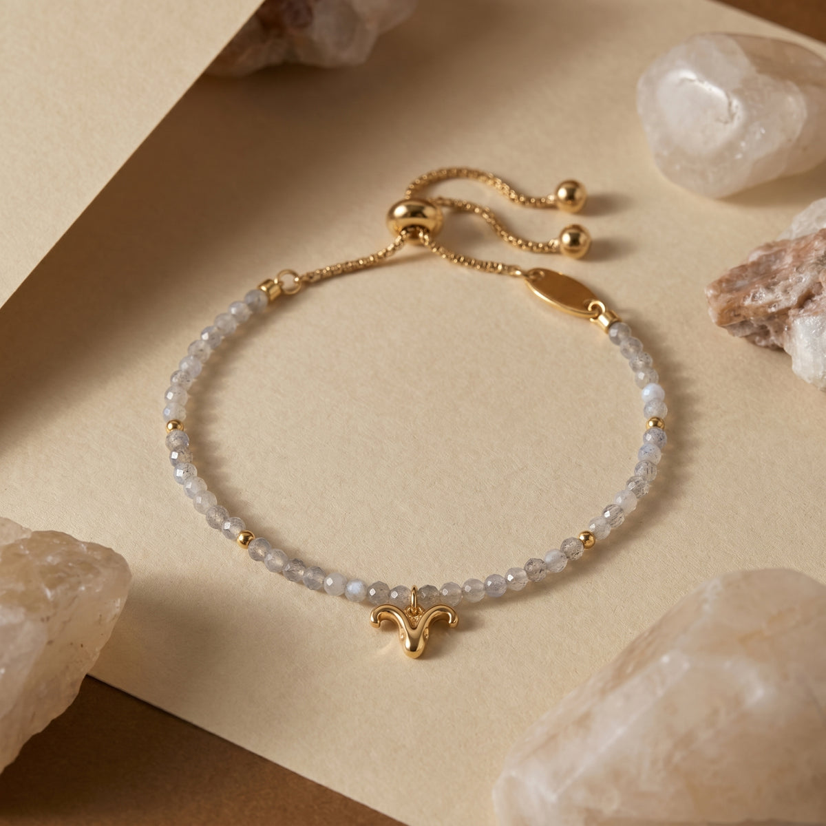 Customized for Violet C. from San Antonio, TX - Gray Moonstone Love Bracelet 2mm