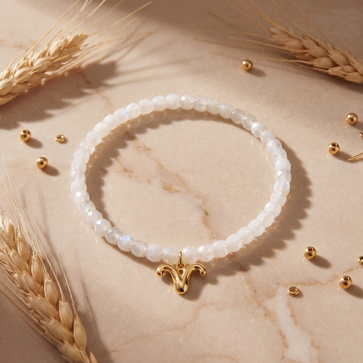 Customized for Wyatt D. from Boise, ID - White Moonstone Love Bracelet 4-5mm