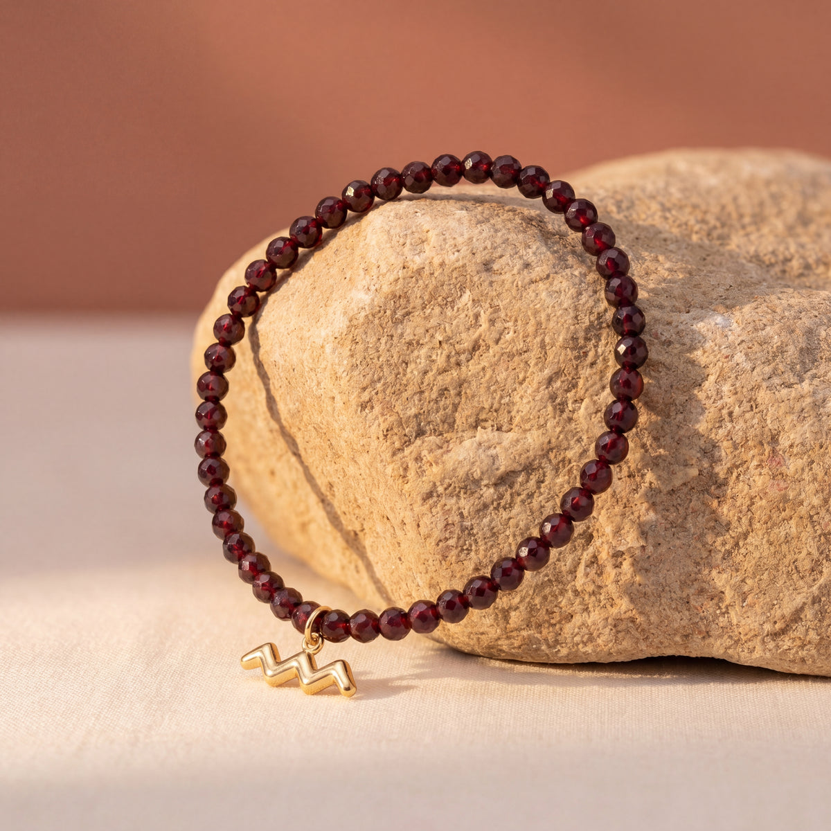 Customized for Aria F. from Honolulu, HI - Garnet Love Bracelet 4mm