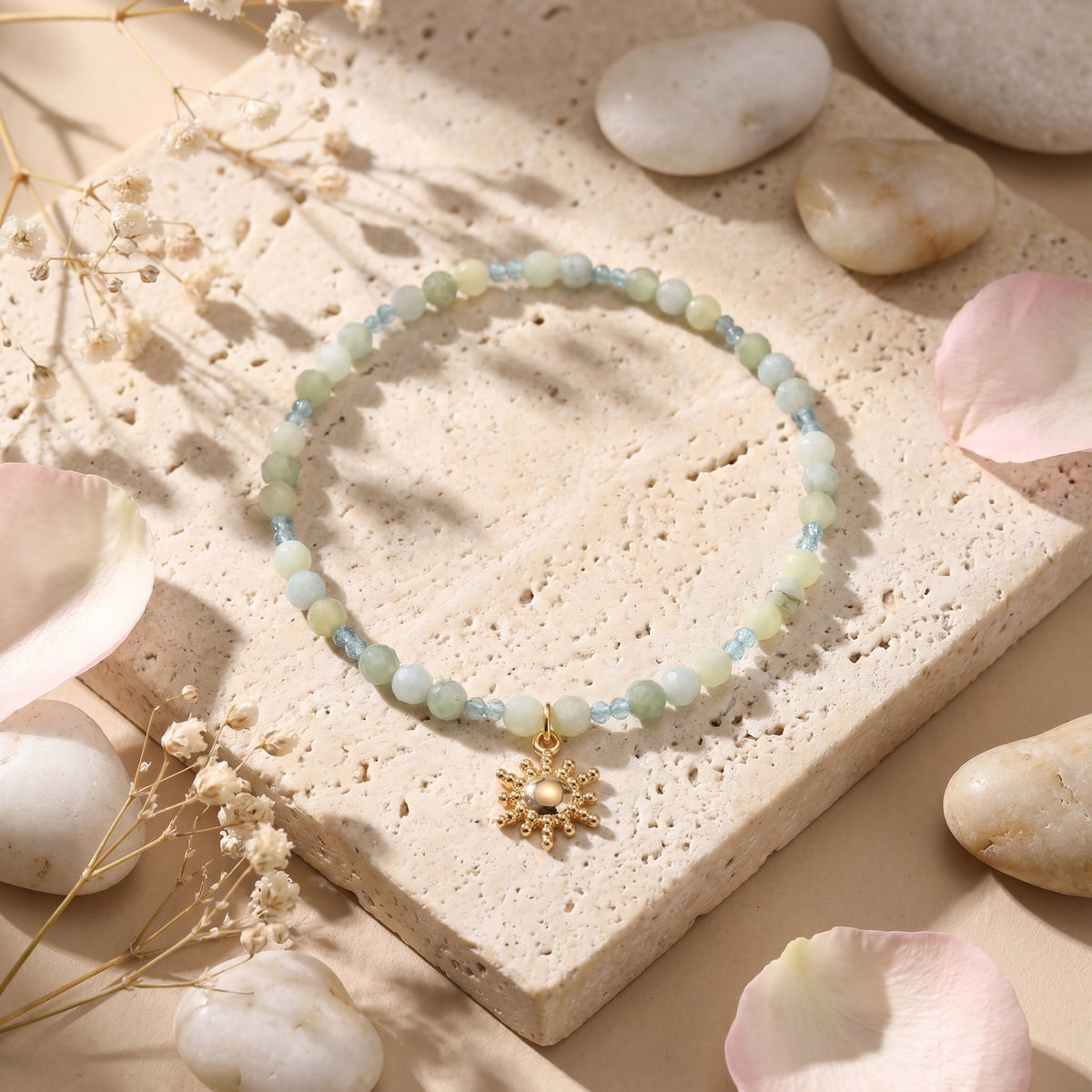 Customized for Isabella C. from San Francisco, CA - Apatite & New Mountain Jade Calm Bracelet 2mm + 4mm