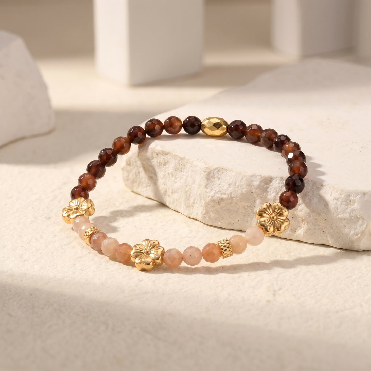 Customized for Lucas P. from Denver, CO - Orange Garnet & Sunstone Confidence Bracelet 4mm