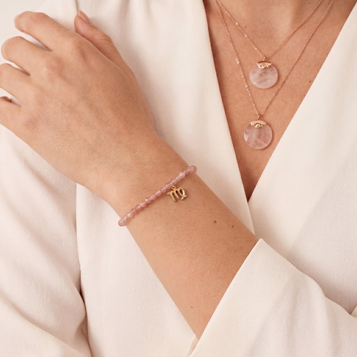 Customized for Aiden Z. from Santa Fe, NM - Strawberry Quartz Love Bracelet 4mm