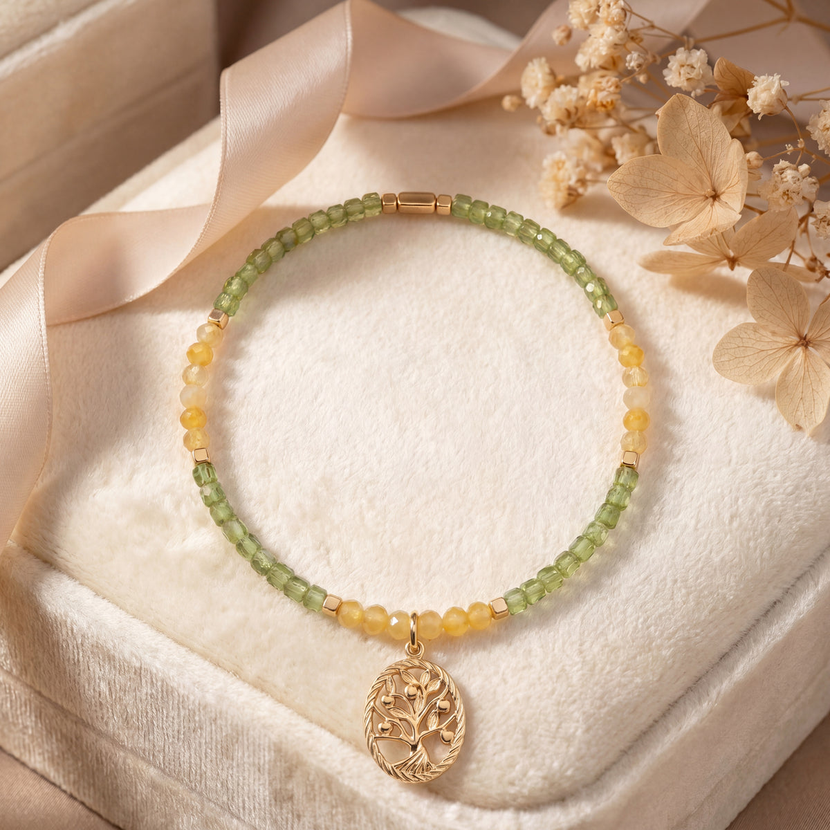 Customized for Mason T. from Nashville, TN - Peridot & Topaz Calm Bracelet 2-2.5mm + 2mm