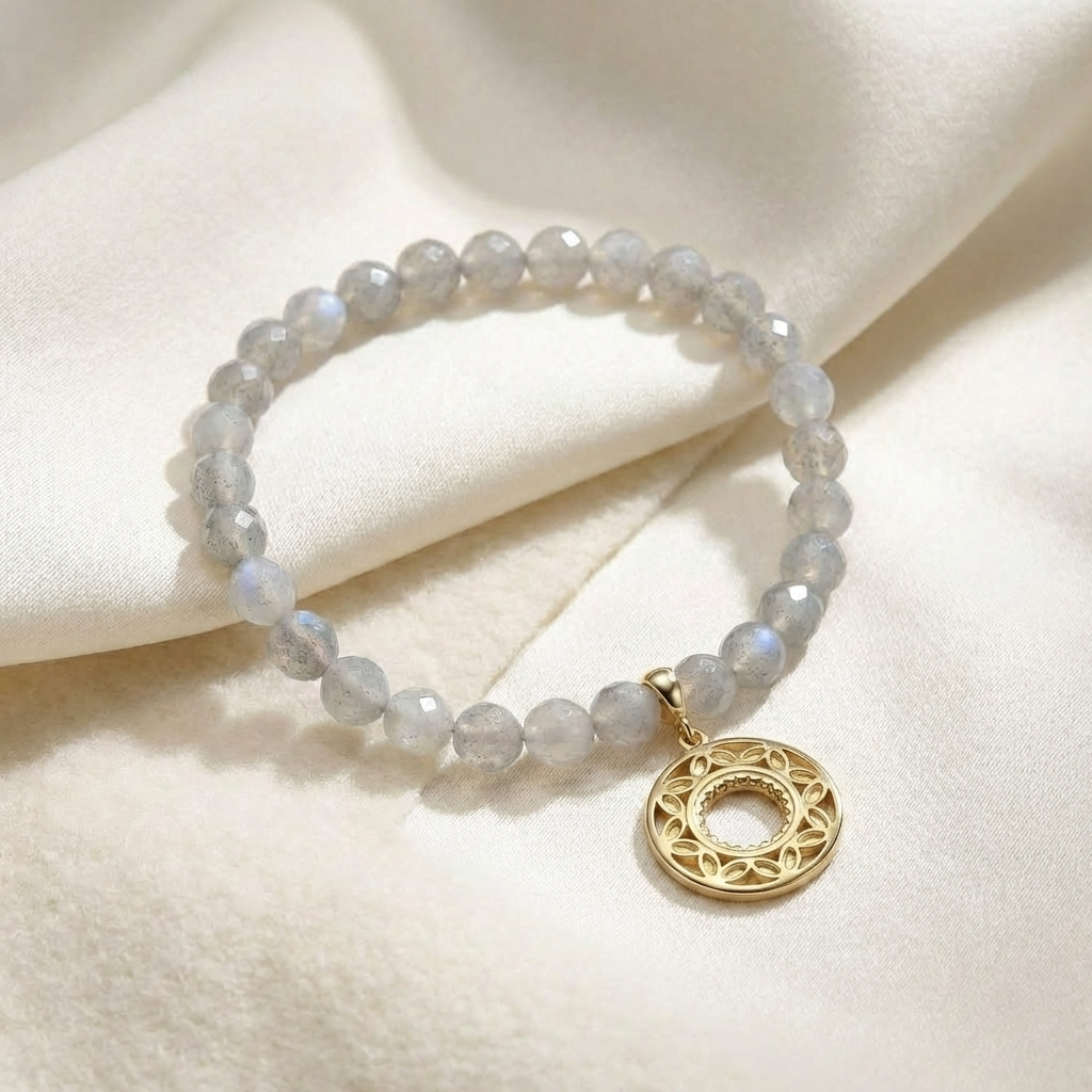 Customized for Ethan L. from Boston, MA - Gray Moonstone Calm Bracelet 6mm