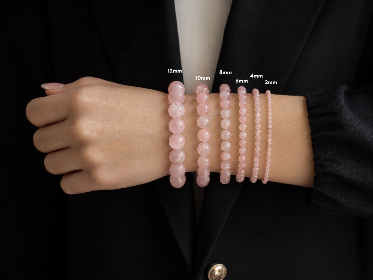 Real-life reference showing Auramere stone bead sizes