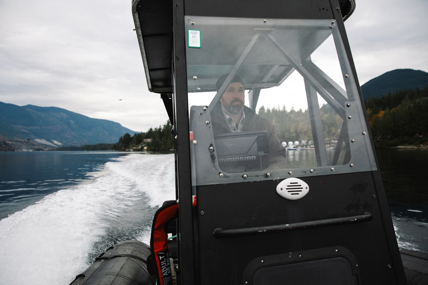 Kelp forest restoration work from a boat in British Columbia
